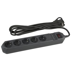 USF-5es-1.5m-USB-B ���.������ ��� (������) � ������, 3x0,75��2, � ����, 5��+2USB, 1.5� (20/600)